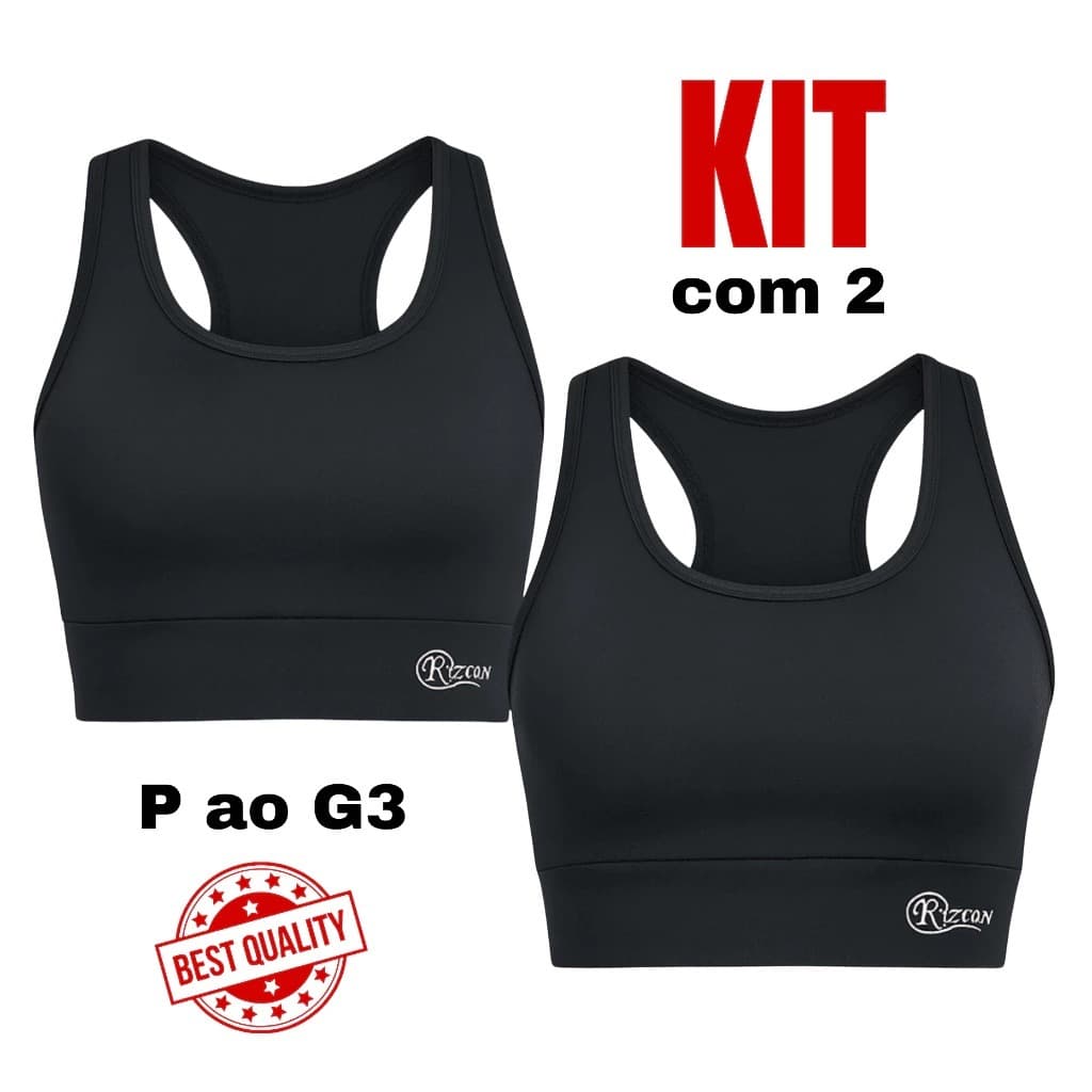 Kit 2 Tops Fitness Feminino Academia Alta Sustentação Compressão Nadador Plus Size G1 G2 G3
