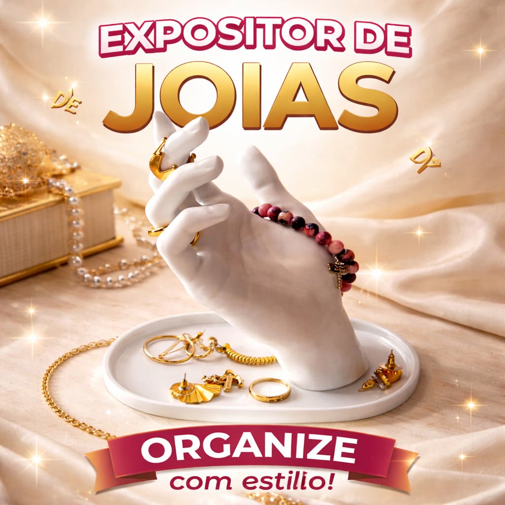 Expositor de Joias Mão Decorativa | Anel Colar Brinco Organizador Elegante Decoração Penteadeira