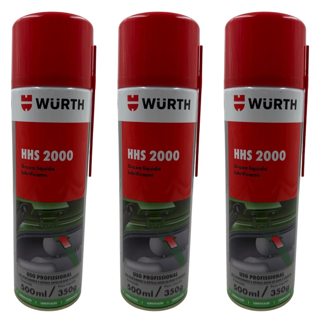 3 Graxa Spray Líquida Lubrificante Wurth 200ml HHS2000