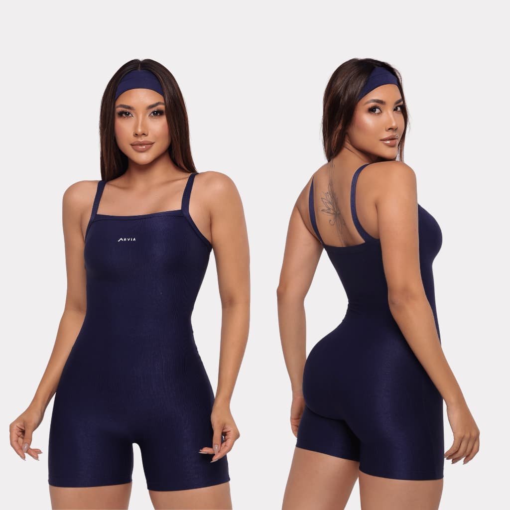 Macaquinho Fitness  de Academia Premium Feminino Tecido Micro Canelado em Poliamida Zero Transparência Não Marca
