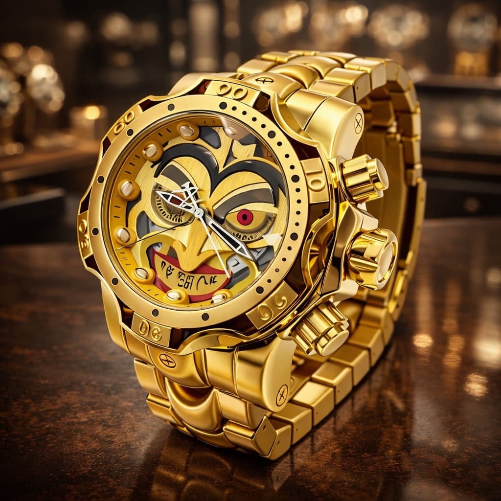 Relógio Masculino Dourado Luxo Joker Coringa
