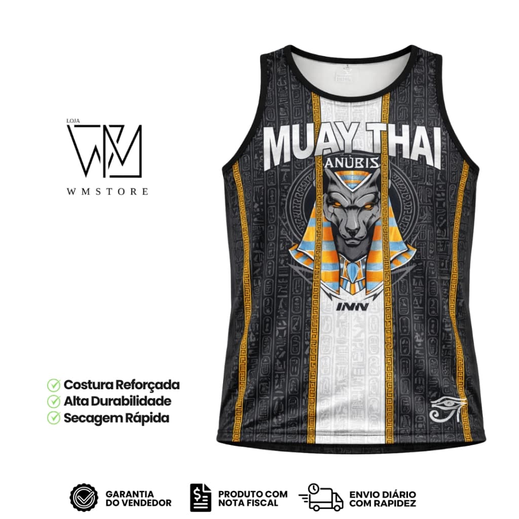 Regata Muay Thai Masculino Anúbis Preto