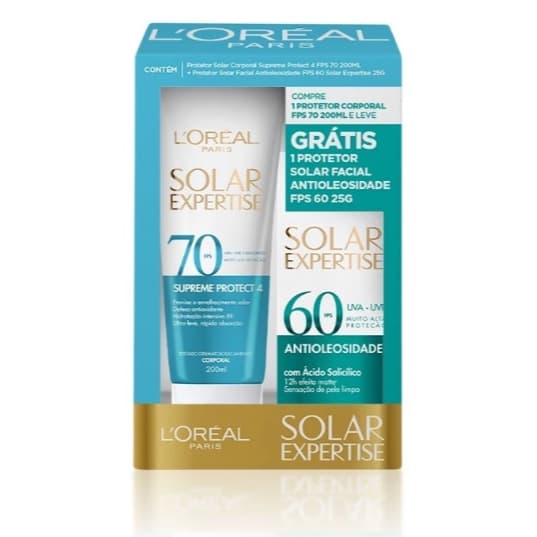 Kit Protetor Solar L'Oréal Expertise Supreme Protect 4 FPS70 200ml + Facial Antioleosidade FPS60 25g
