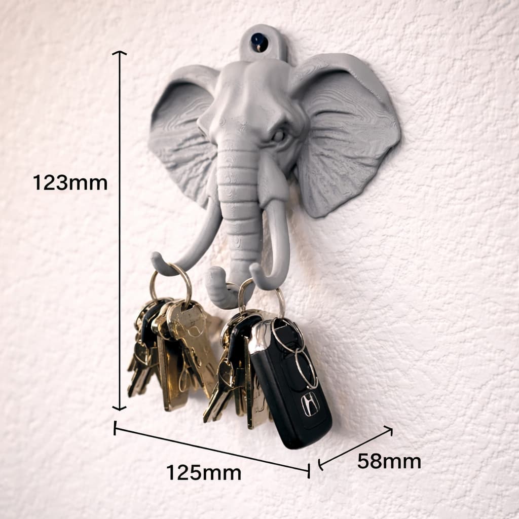 Gancho Porta Chaves Elefante Decorativo de Parede – Suporte Organizador Moderno