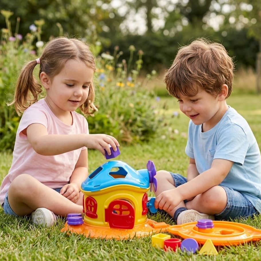 Brinquedo Infantil Casinha Cogumelo Encantado com 3 Peças para Encaixar-Educativo-Didático-