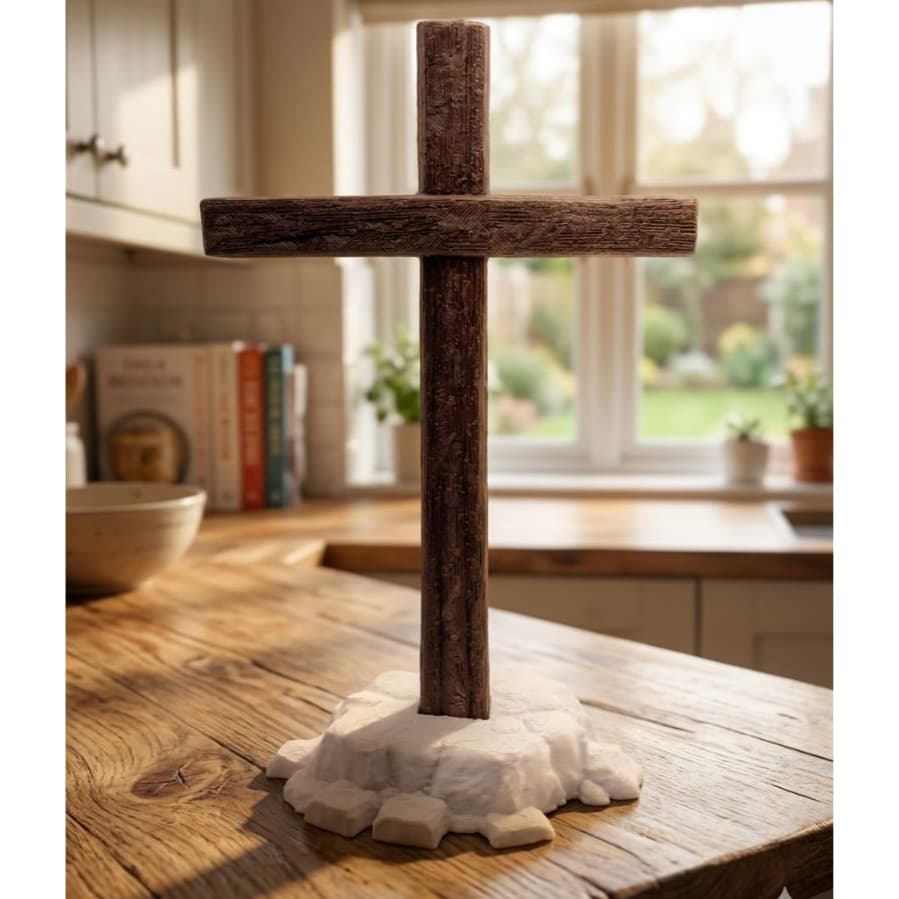 Cruz Jesus Impressão 3D Crucifixo Com Base Religioso Moderno