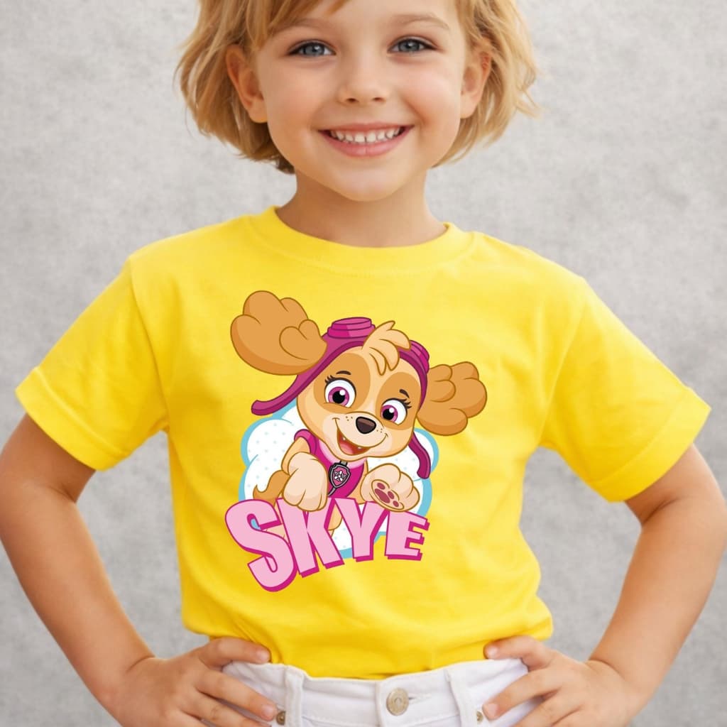 Camiseta Infantil Menina da Skye Desenho da Patrulha Canina Cachorros Fofos Dogs Blusa Premium Pets
