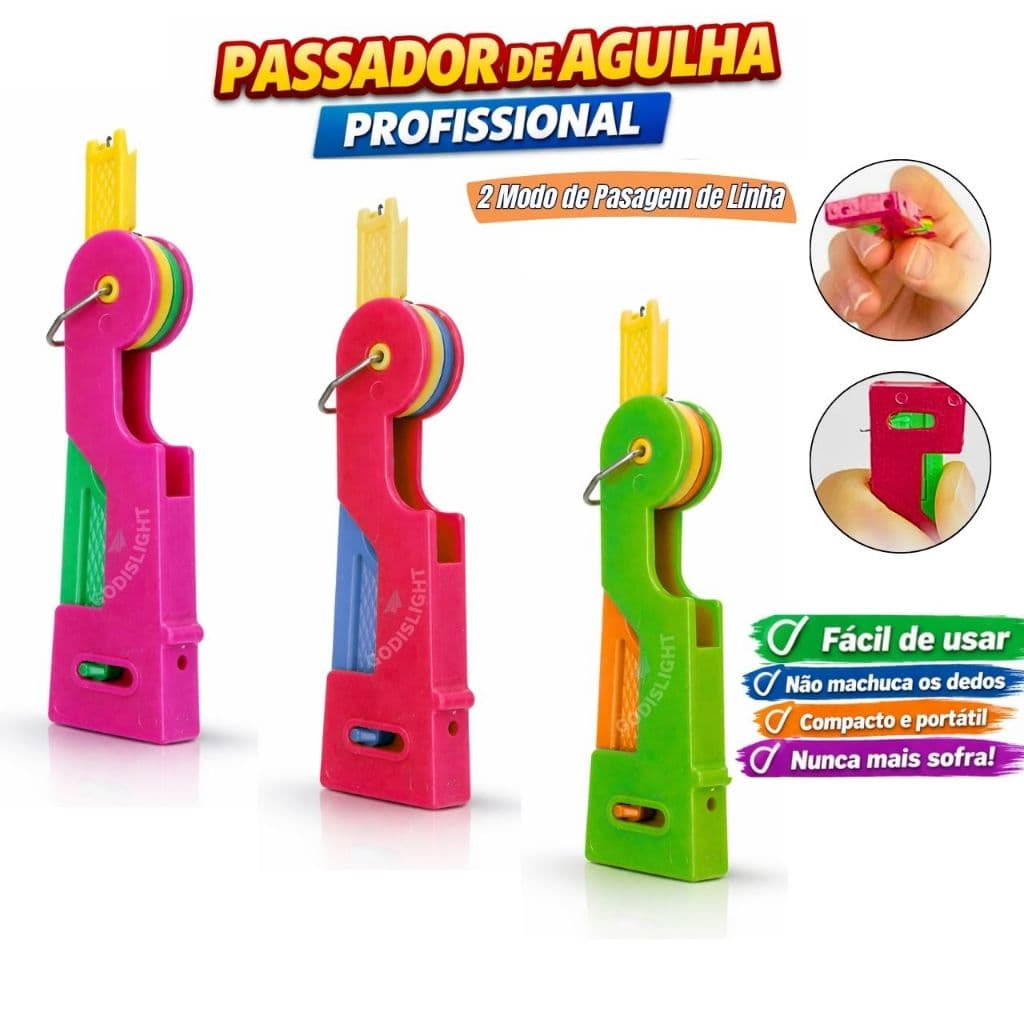 Passador Enfiador de Linha na Agulha Maquinas Costuras Agulha De Mãos Facil Rapido Ágil Super Grande