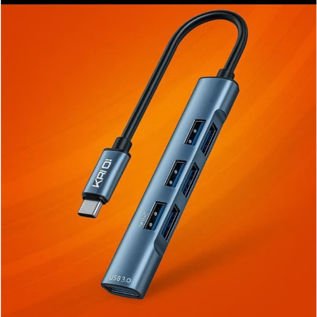 Kaidi Hub USB 3.0 com 4 Portas de Entrada e Saída Tipo C
