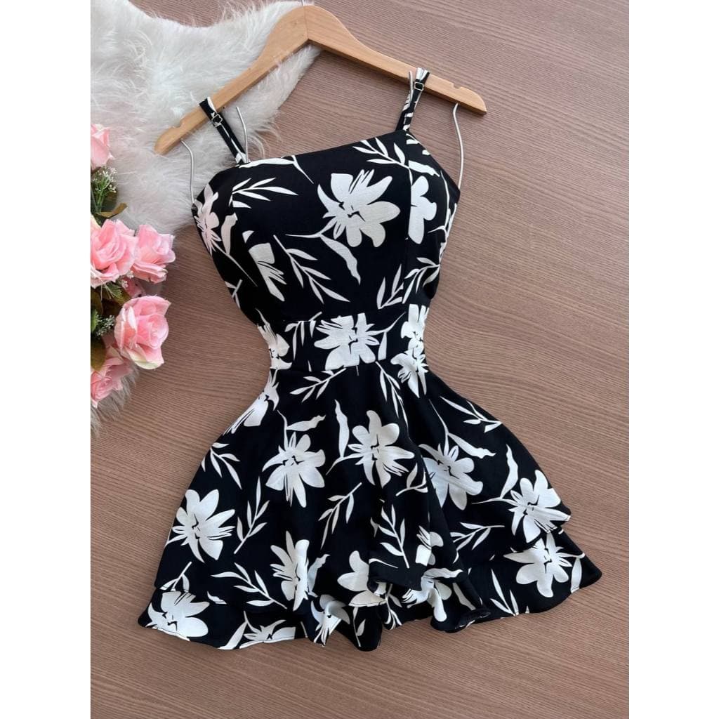 Vestido Macaquinho Estampado com Short Interno – Perfeito para Festas e Eventos