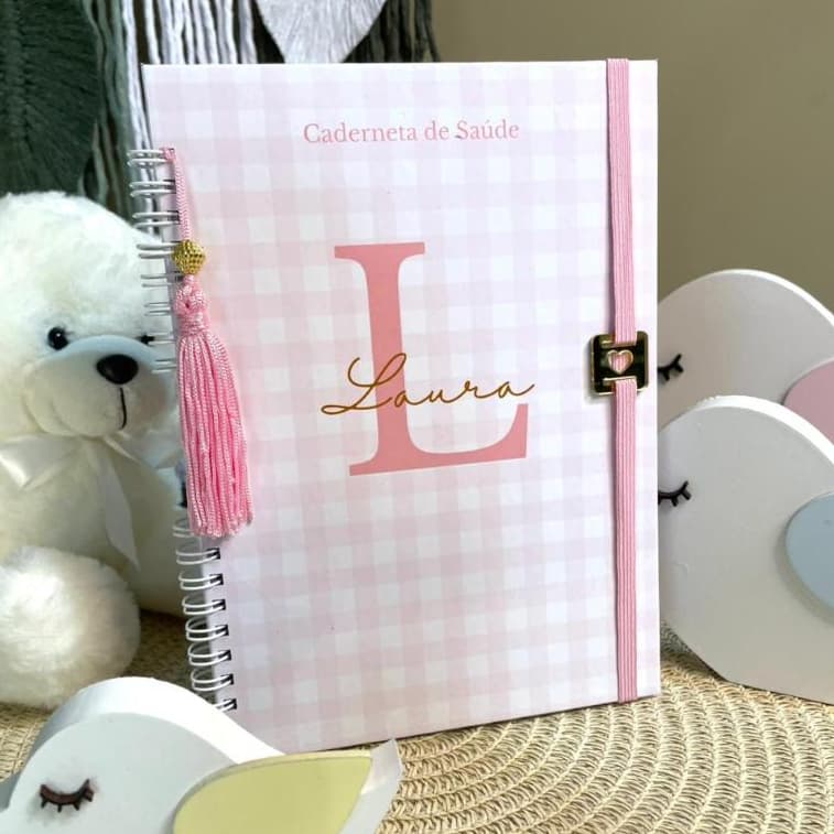 CADERNETA DE SAUDE VACINA PERSONALIZADA LUXO MENINA E MENINO XADREZ