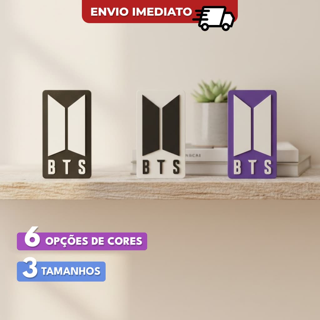 Letreiro Decorativo BTS Bangtan Logo Clássica Placa K-Pop ARMY Fita Dupla Face