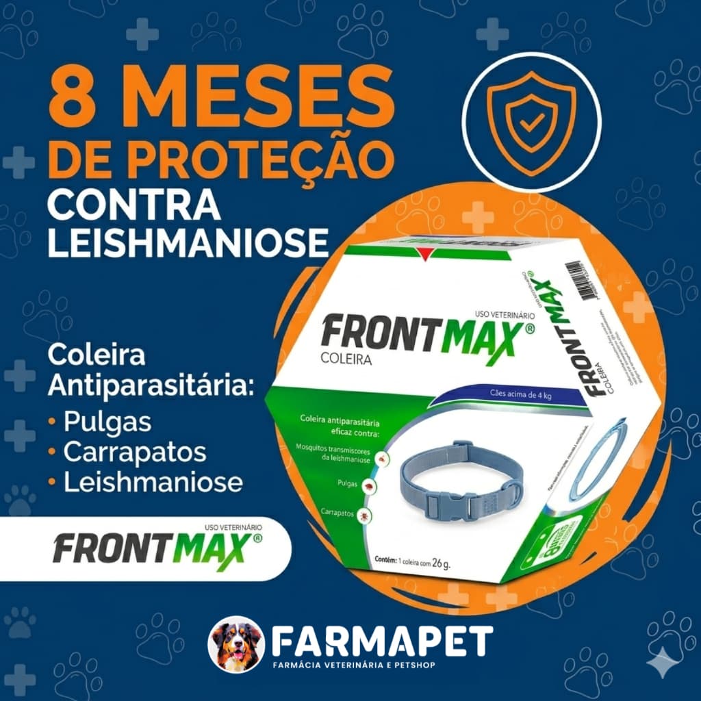 Frontmax 70cm Acima de 4Kg - Coleira Antipulgas, Carrapatos e Leishmaniose P/ Cães