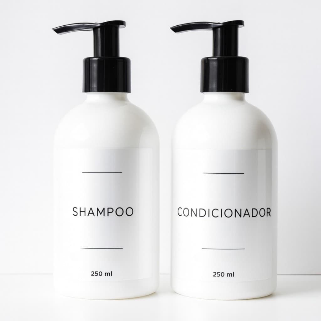 Kit 2 Frascos Pet Branco 250ml Para Shampoo e Condicionador Refil Dispenser