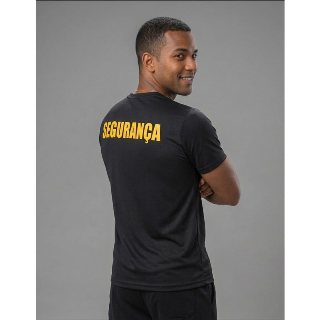 Camiseta Segurança Privada Dry Fit Camisa Uniforme Escolta Guarda Vigilante Evento Ronda Tática Cor Preta