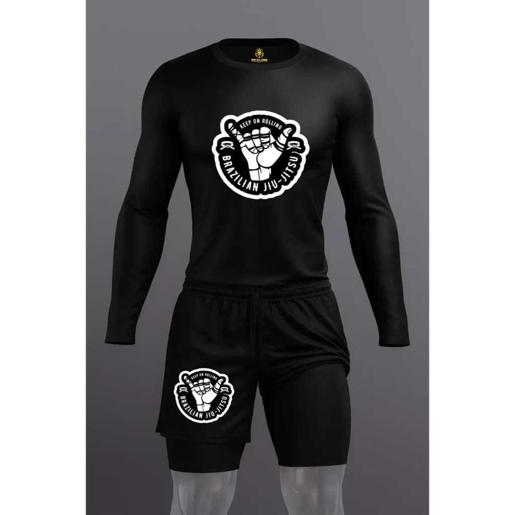Kit No Gi Conjunto Jiu Jitsui Rash Guard + Bermuda Com Forro lutador jiu jitsu sem kimono