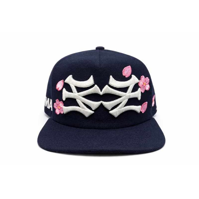 Boné Snapback estilo NY  Floral Bordado azul marinho  Premium Estilo Streetwear
