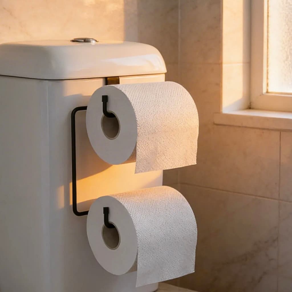 Suporte Papel Higiênico Premium Apoio 2 Rolos Para Banheiro Acoplado Na Caixa com Reserva Resistente