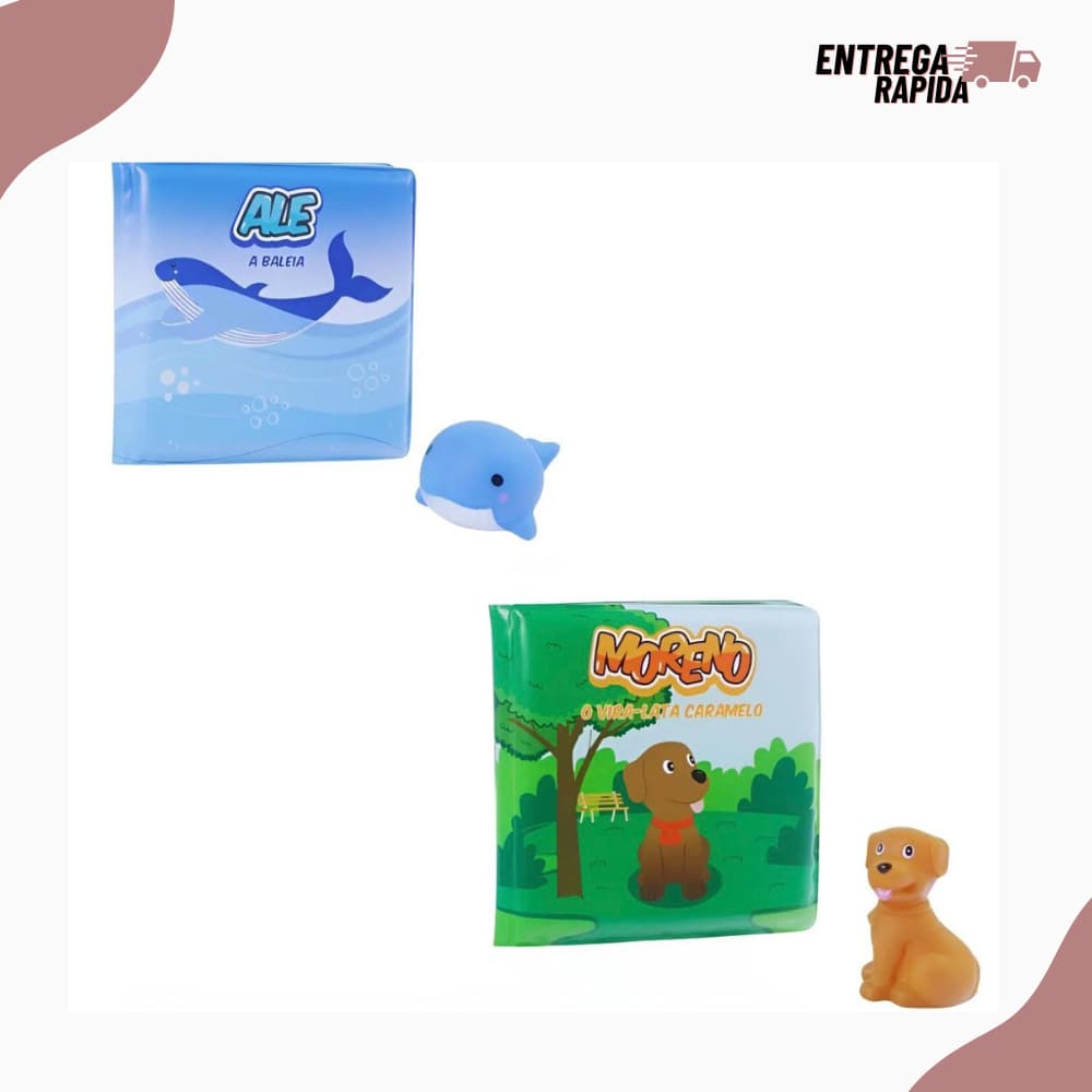 Conjunto 2 Livros De Banho Com Bichinhos De Brinquedo De Banho Para Banheira BeBê Infantil