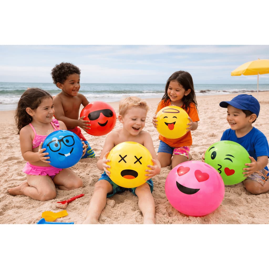 20 Bolas De Vinil Inflável Emoji Colorida Piscina Decoração E Festas Coloridas