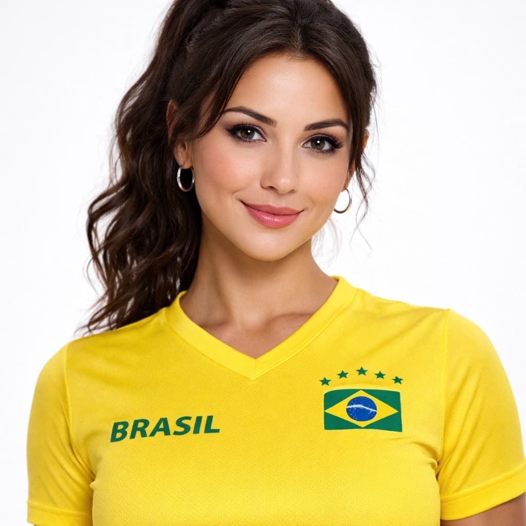 Babylook Brasil Feminina Amarela Estilo Torcida Moda Verão Futebol Dry Fit Manga Curta Copa