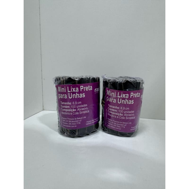 Kit 2 pacotes de Lixa para Unhas Preta Raskalo Mini-lixa 6,9cm 200 unidades