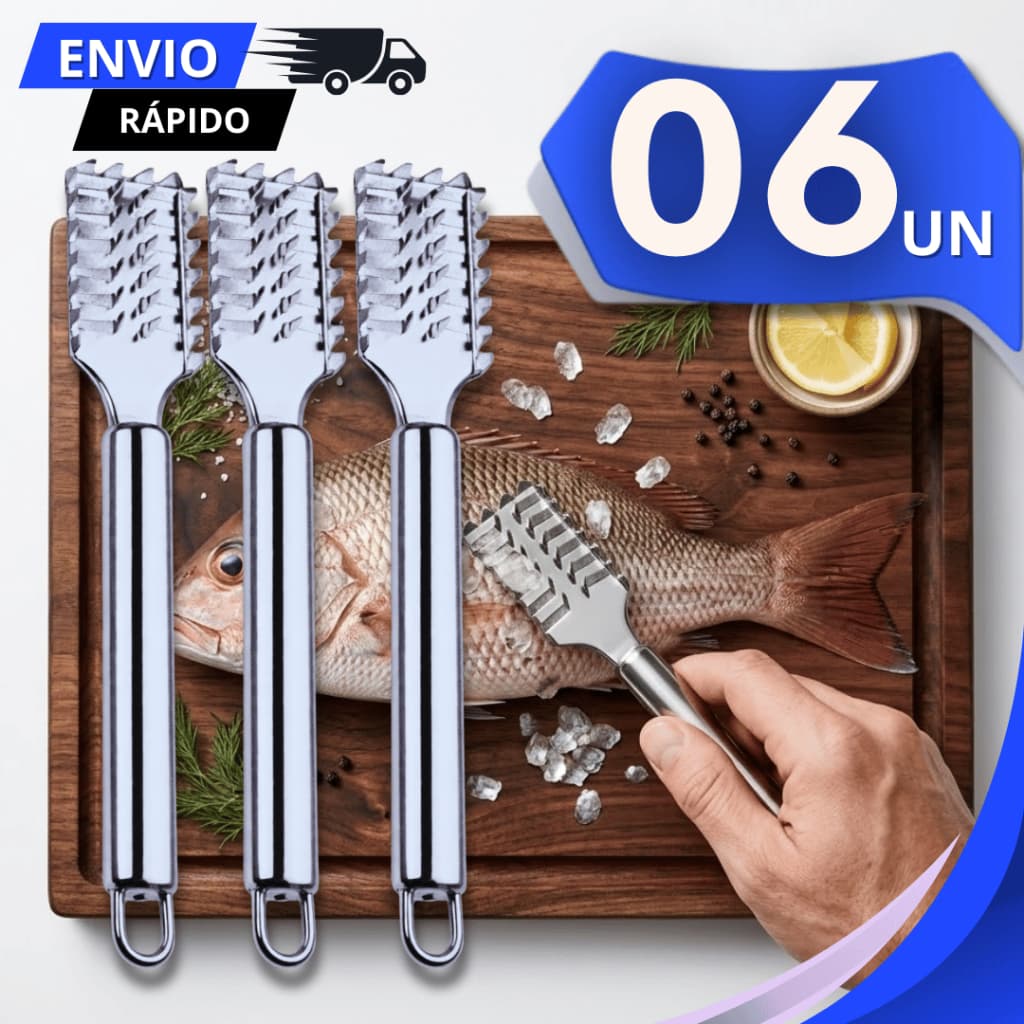 Jogo Escamadores Removedor Escama Inox Descamador Limpa Peixe Profissional Domestico Utensílio