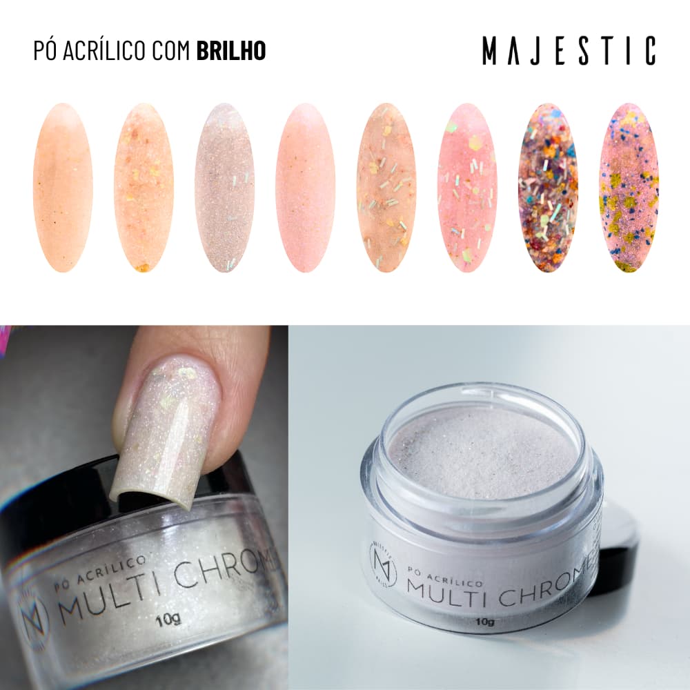 Pó acrilico MULTICHROME (Glitter) 10g Alongamento Majestic Nails