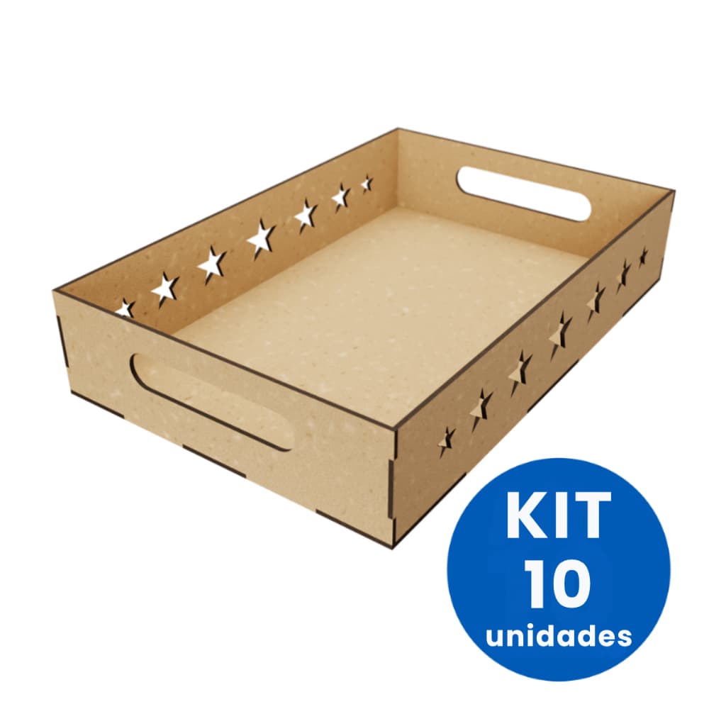 Kit 10 Bandejas Lisas Decoração Estrela Em MDF Cru Envio 24 Horas