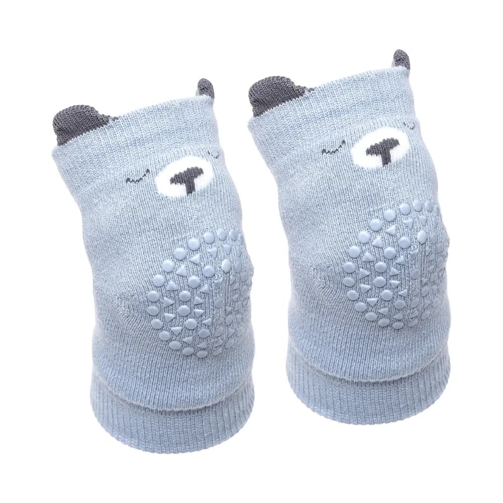 Joelheira Antiderrapante Engatinhar Bebê +6m Estampado Buba Cor Azul Urso