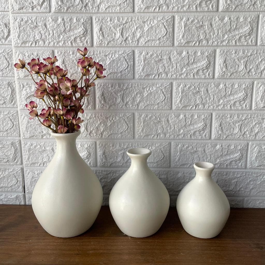 Vaso Decorativo de Cerâmica Babilônico P/M/G ou Kit 3 Peças Sala Aparador