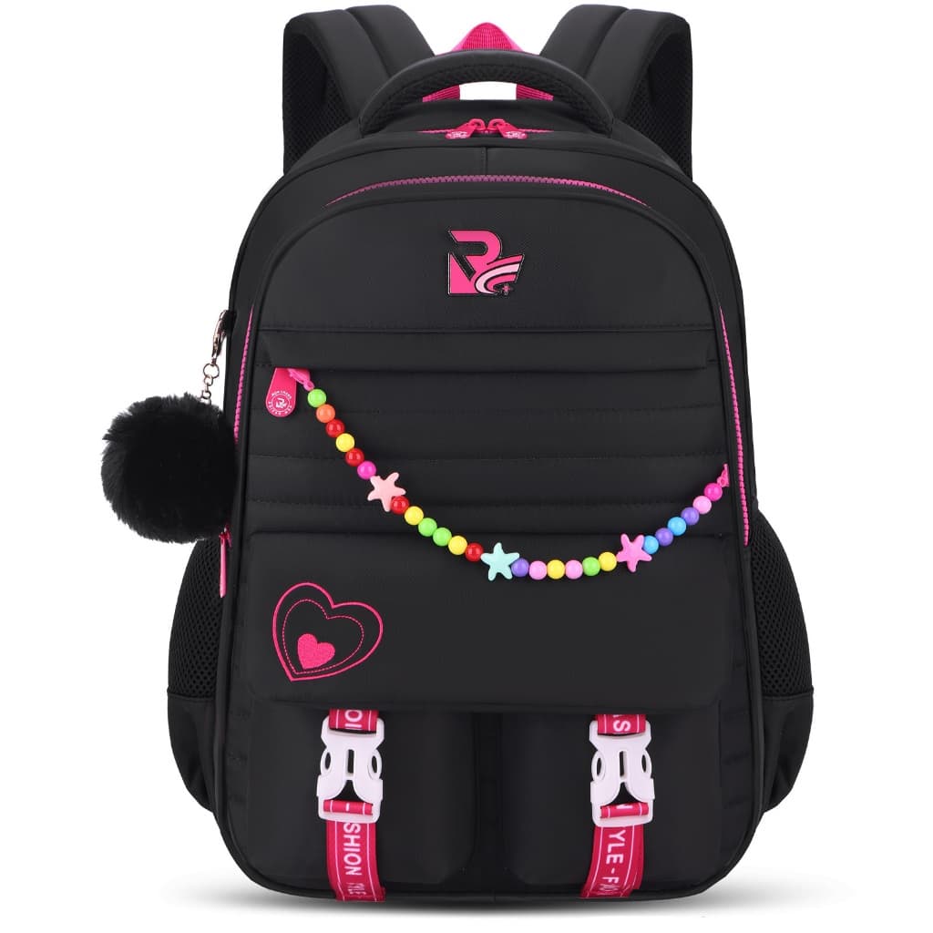 Mochila Escolar Feminina Grande Impermeável Cute Pompom Capacidade Leve para Escola Passeios Diário