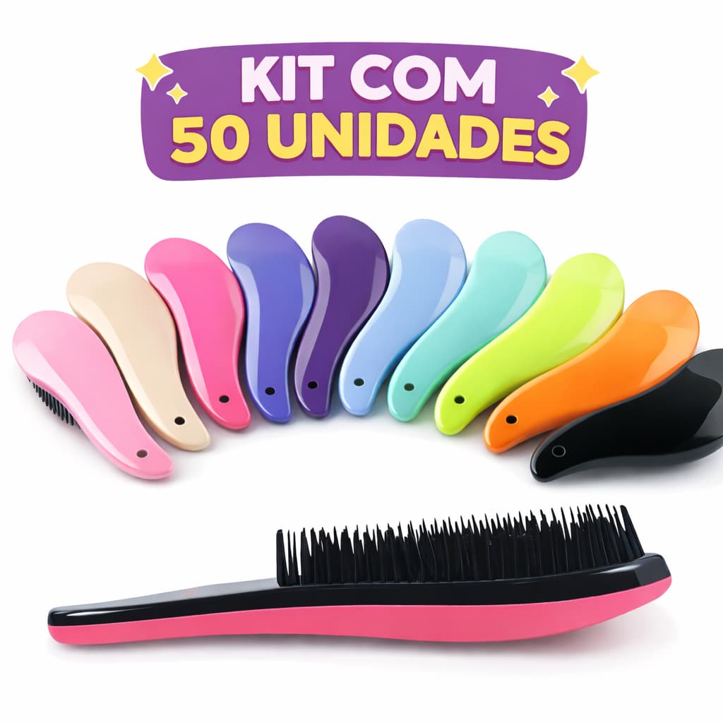 Kit 50 Escovas Mágicas Desembaraçadoras Anti Frizz Atacado