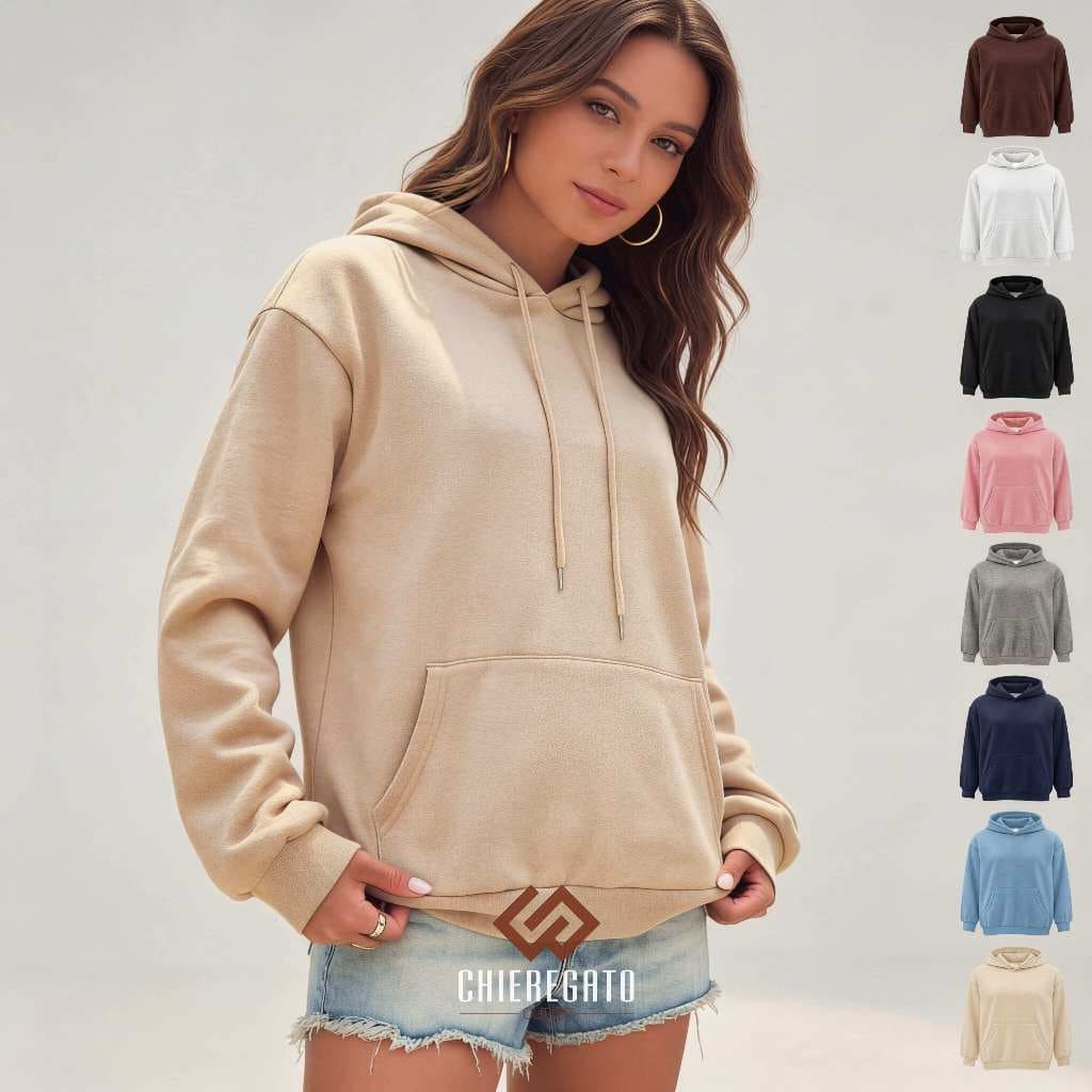 Moletom Feminino Blusa de Frio Canguru Com Capuz Liso Basico Com Cordão Bolso Blusao Inverno Premium