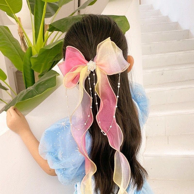 Fita Laço para Cabelo One Piece Princesa Bow Streamer Hair Clip Fada Acessórios Festas Eventos