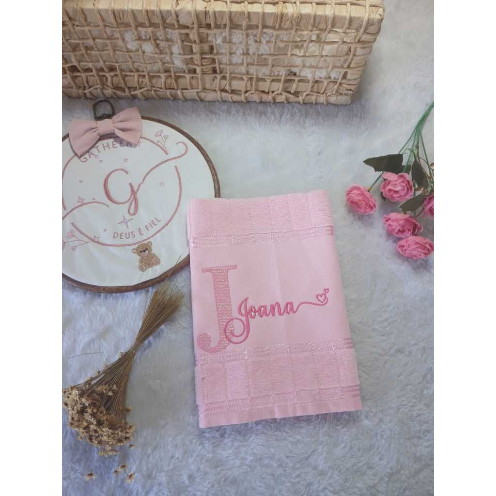KIT 2 Toalhas Personalizadas com Nome/Toalha Lavabo/Lembrancinha Luxo Para Bebê, batizado e Chá de Bebê/gestante
