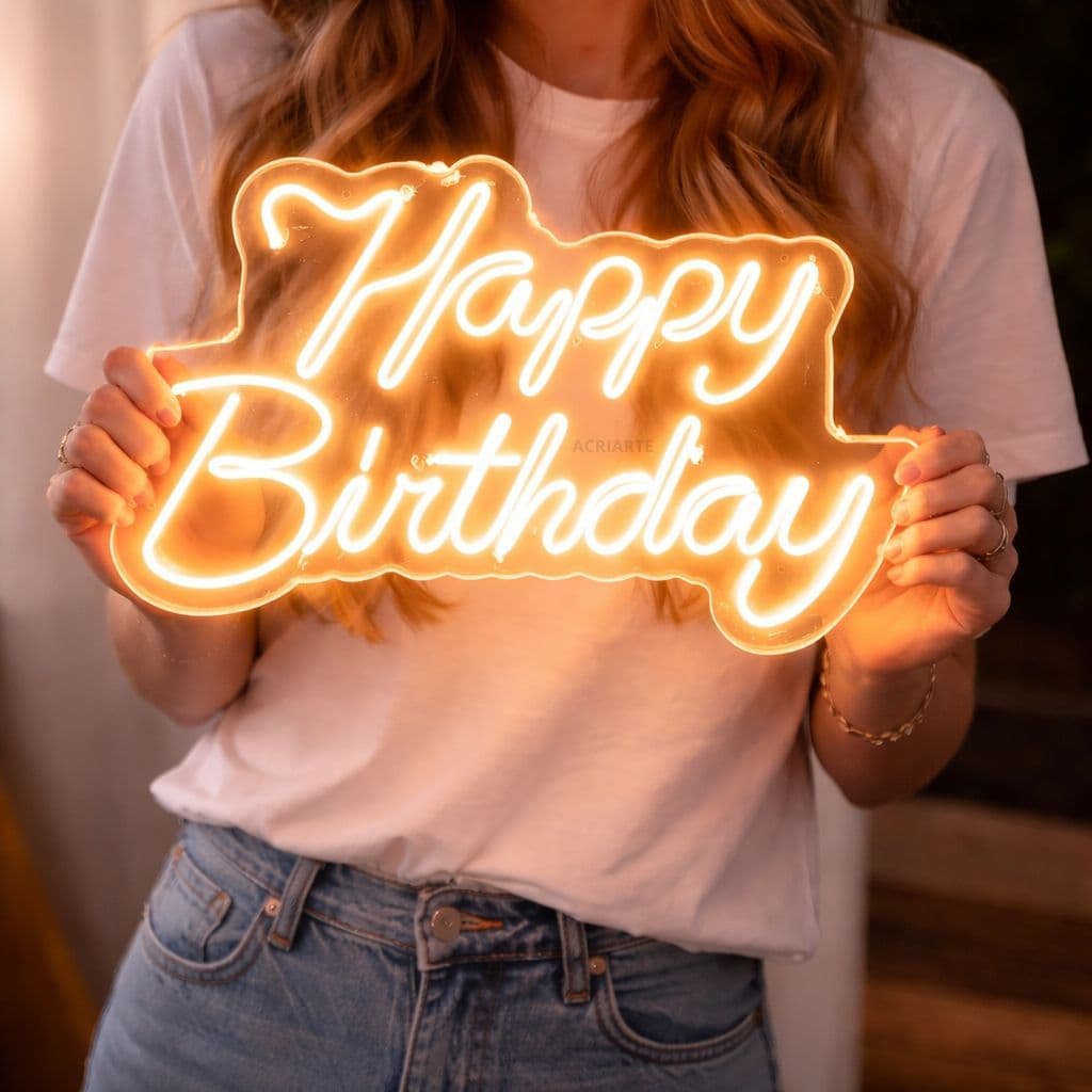 Painel Led Neon Happy Birthday – Decoração Festa Aniversário Bivolt