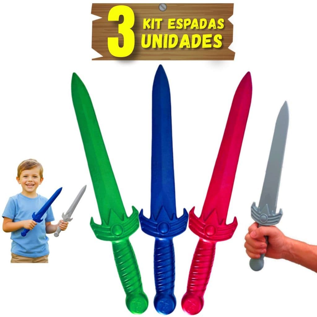 Kit 3 Espadas De Brinquedo Ninja Guerreiro Infantil Punhal
