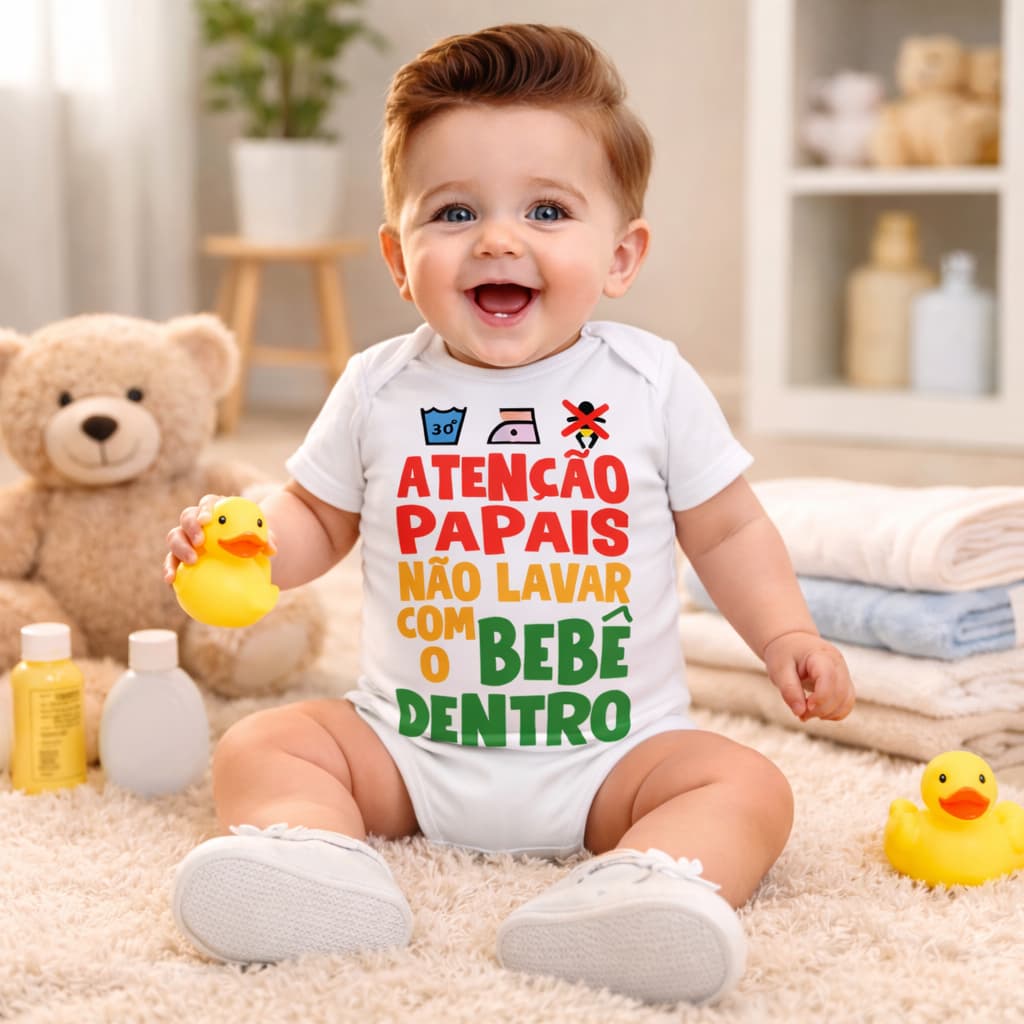 Body Bebê Engraçado Atenção Papais Não Lavar com o Bebê Dentro Body  Divertido Roupa Bebê