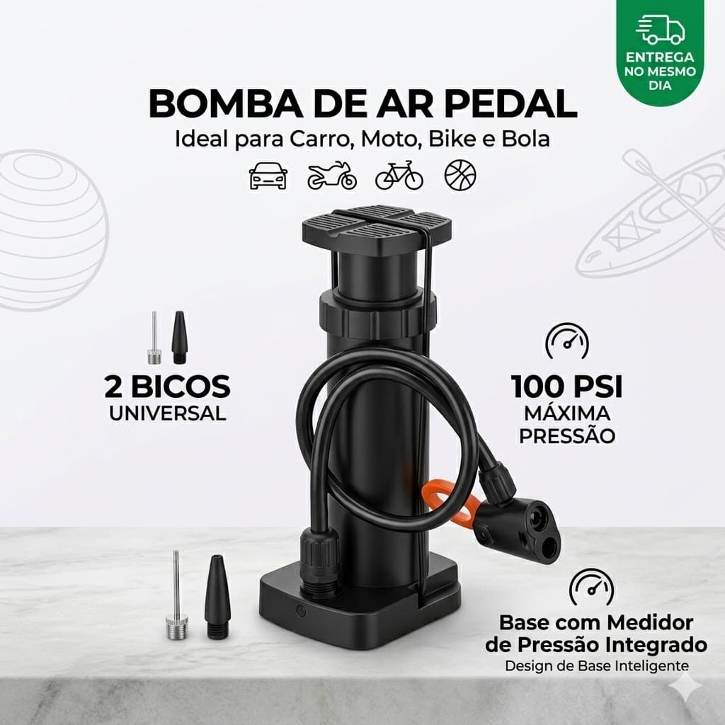 Bomba Encher Pneu Manual Bicicleta Bola Moto Bike Carro
