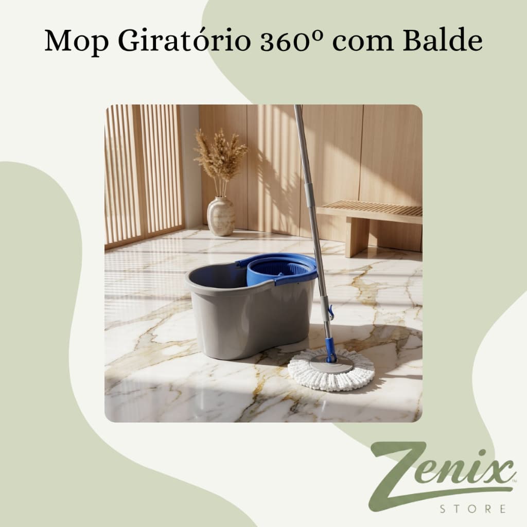 Mop Giratório 360 Graus Balde Duplo Autolimpante Limpeza Prática Rápida Durável