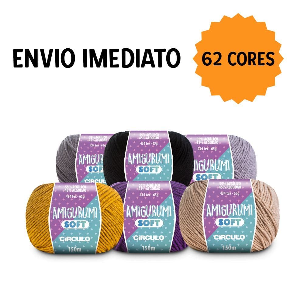 Linha Amigurumi Soft Círculo 150m 65g TEX 434 | Fio para Crochê Amigurumi Artesanato | 62 Cores