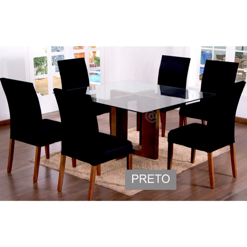 Kit 4 Capas De Cadeira Jantar malha Premium Aveludado Ajustável