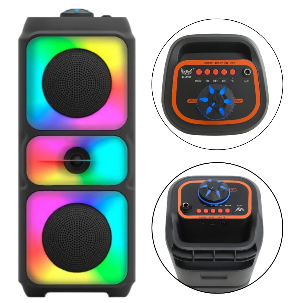 Caixa de Som Bluetooth Portátil Potente Tws 50w Rgb Led Grande Fm Usb Sd