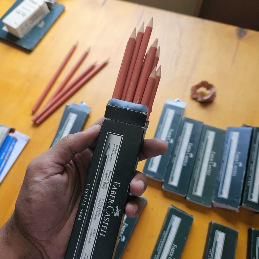 Caixa 12 Lápis Faber-Castell 9000 HB - Original Alemanha (Novo/Vintage)