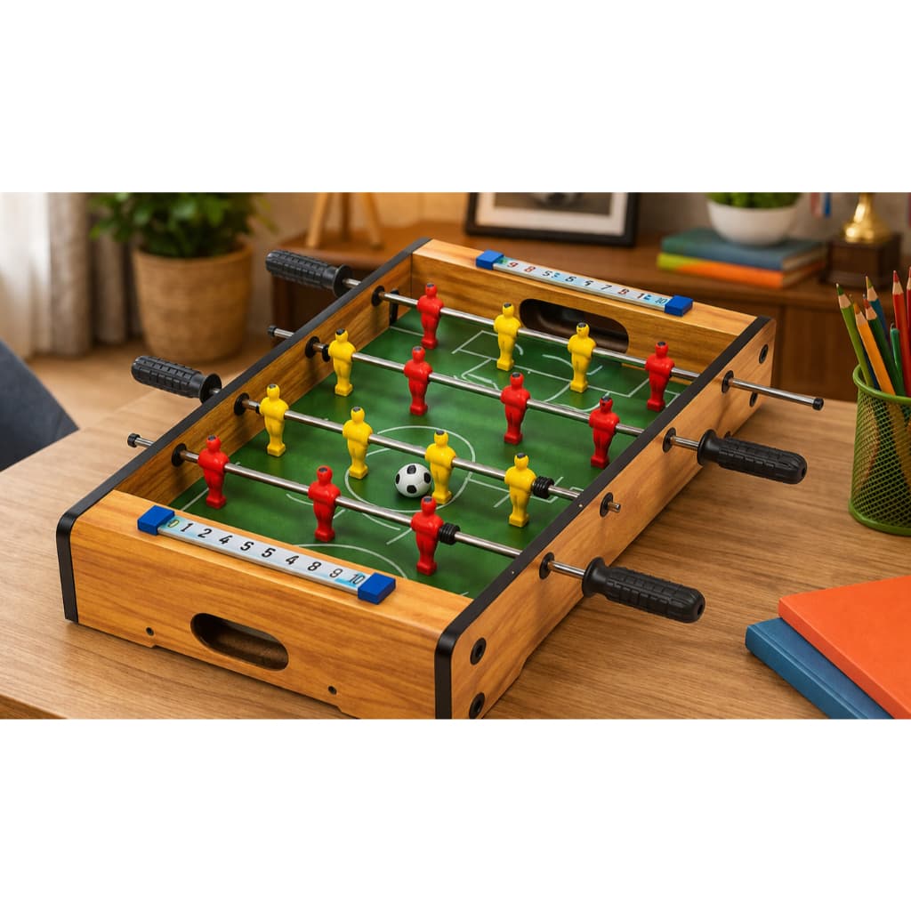 Pebolim Mesa Portátil Madeira Jogo Futebol Bandeja Compacto Diversão Família