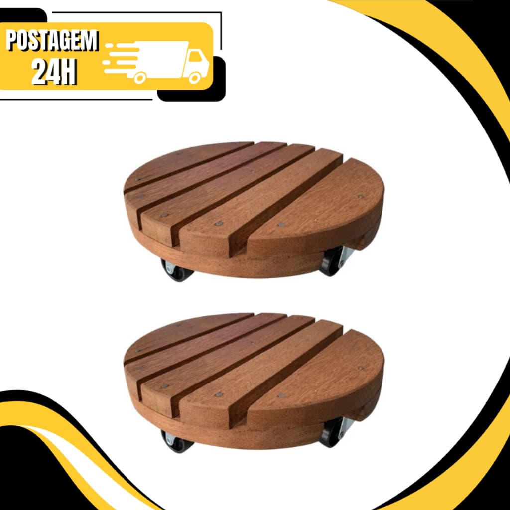 Suporte Para Vaso Planta Rodízio Com Rodinhas Roda De Silicone Redondo 20cm 25cm 30cm - 02 Unidades