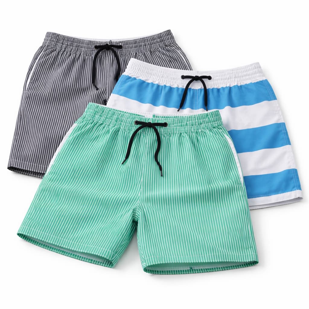 Kit 03 Bermudas Tactel Infantil Juvenil Menino  Estampadas tactel Grosso  Bolso  Cordão Reajuste