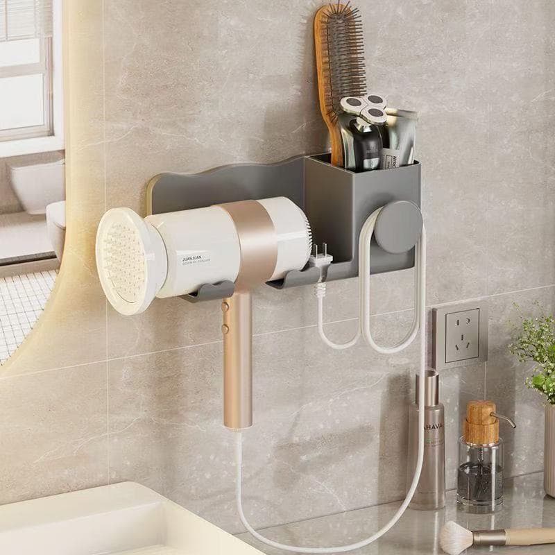 suporte para secador de cabelo, sem furos, para banheiro, montagem na parede