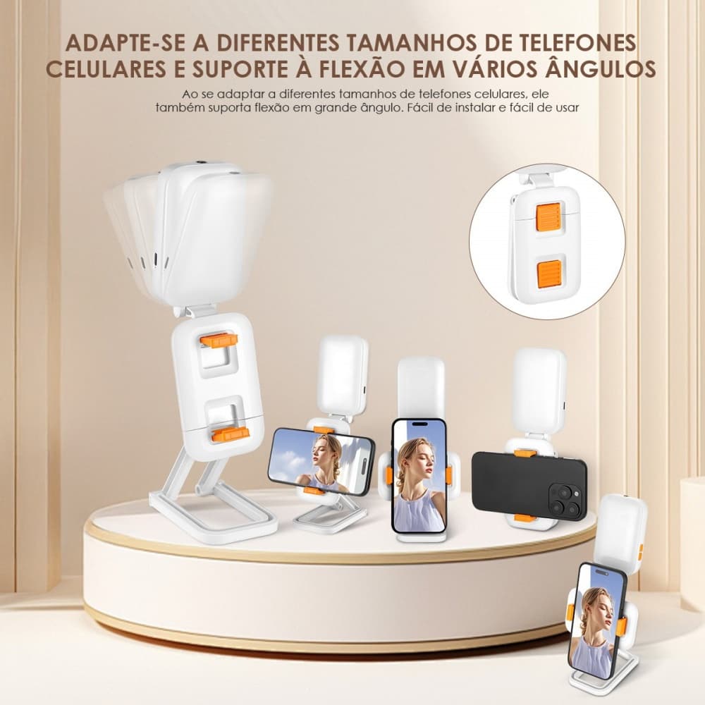 Luz de recarga de telefone celular-D2Pro [luz amarela e branca + RGB + suporte interno]